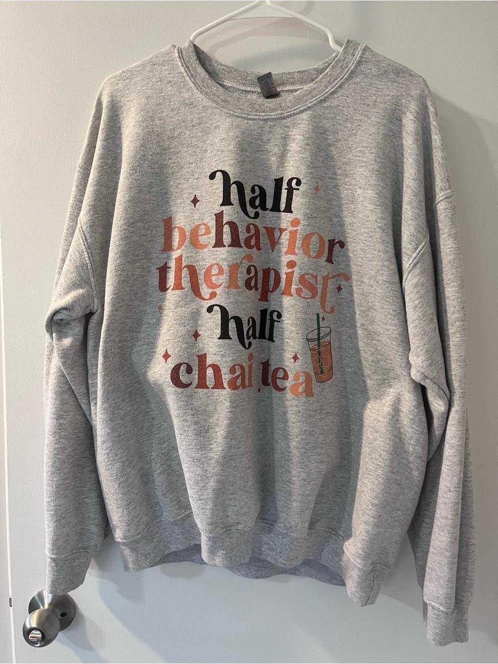 Gildan Light Gray Crewneck with Black Text Graphic
